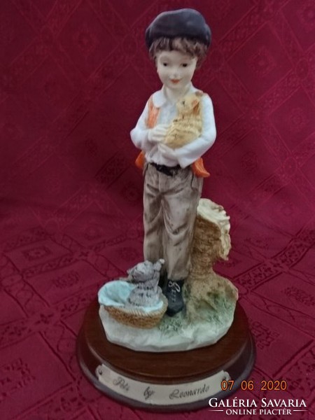 English porcelain figurine, boy with kittens. Leonardo collection. He has!