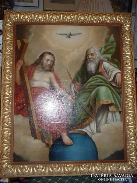 1800-as évek Szentháromság antik  festmény  o.,v.  restaurált