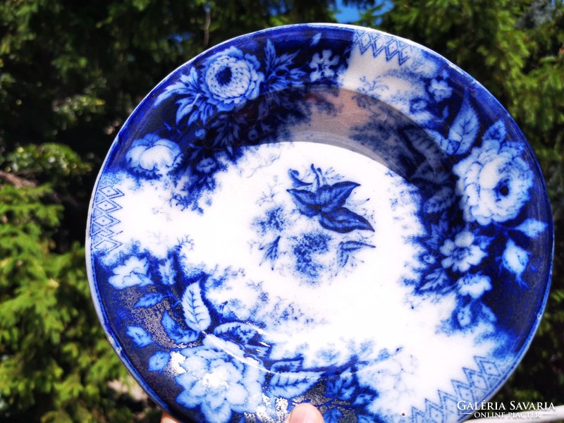 Antique cobalt rosy nowotny altrohlau bowl