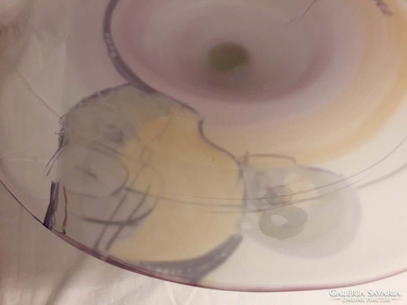 Extrém ritka forma - ION TAMAIAN ( Jon ) ART - üveg  kínáló tál szignózott eredeti nagy méretű