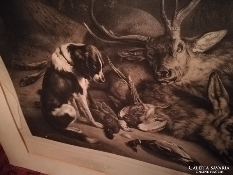 Hunting scene lithography, lithograph pilothy and löhle