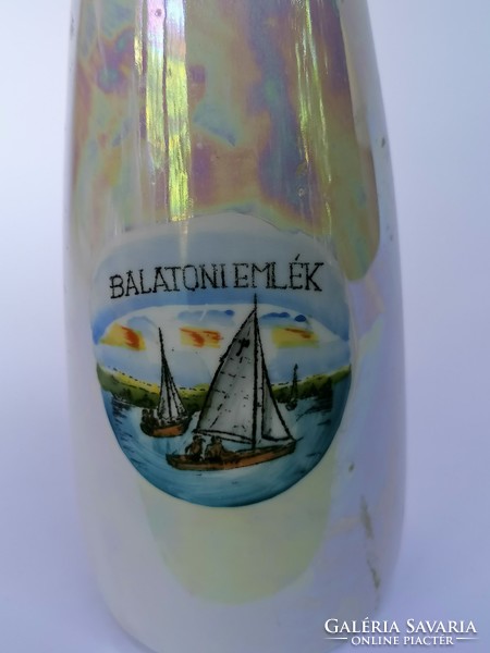 Balaton souvenir, unterweissbach luster glazed porcelain vase