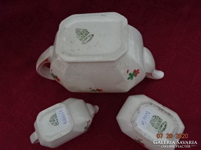 Granite porcelain antique coffee pourer, milk pourer, sugar bowl... 3 pieces for sale together Vanneki jokai