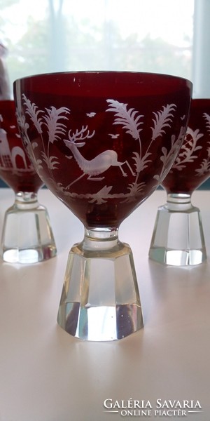 Antique nodding set of polished glass