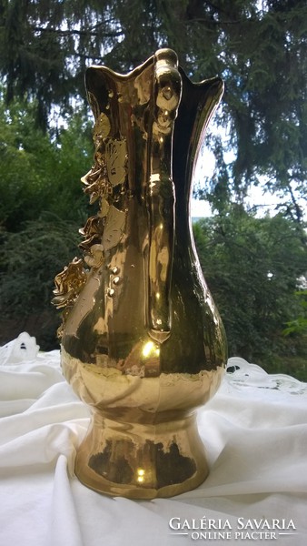 Arannyal festett látványos nagyméretű porcelán váza 32 cm