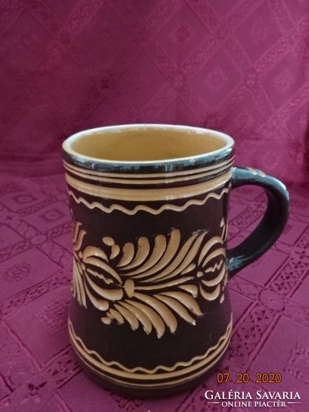 Mázas kerámia sörös kancsó, magassága 12,5 cm. átm 8 cm. 0.5 l Vanneki!