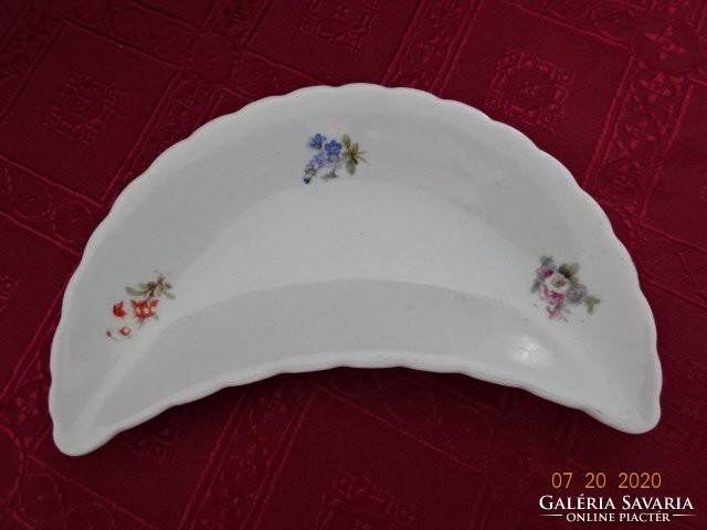 Zsolnay porcelain, antique, moon-shaped bowl with shield seal, length 17 cm.