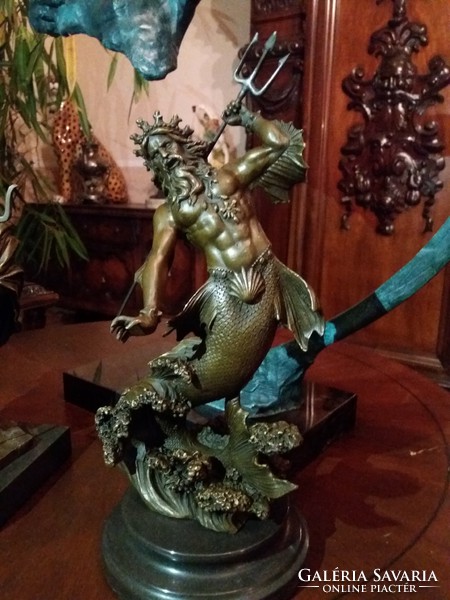 Neptunus mitológiai bronz szobor
