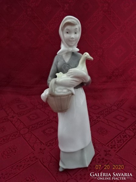 German porcelain figure, peasant girl with the goose. He has!