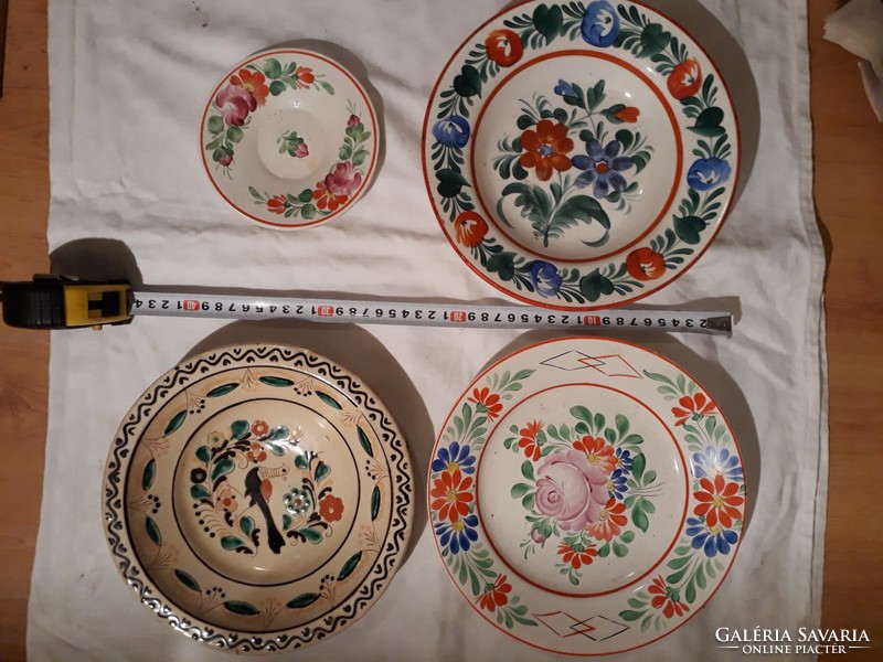 4 old marked wall plates (Hungarian), Hollóházi (1880-1902)