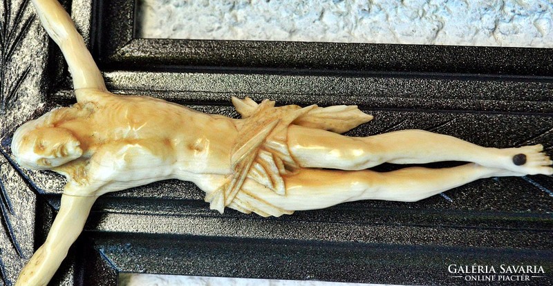 44. Antique, ivory Jesus Christ 14 cm, 35, cm crucifix, meticulous, cross, corpus