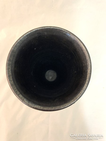 Industrial artist retro ceramic vase, éva bod, marked, 1970 c. - 5577