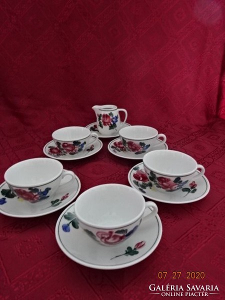 Lilien porcelain Austria, coffee cup + saucer, hand-painted with a rose pattern. He has!
