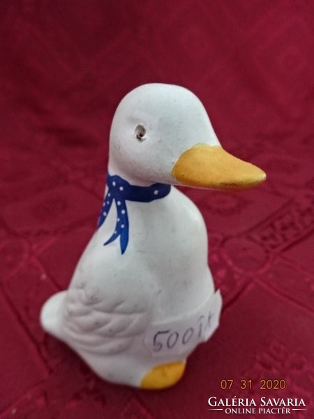 Ceramic figure, duck with a blue ribbon, height 7.5 cm. He has!