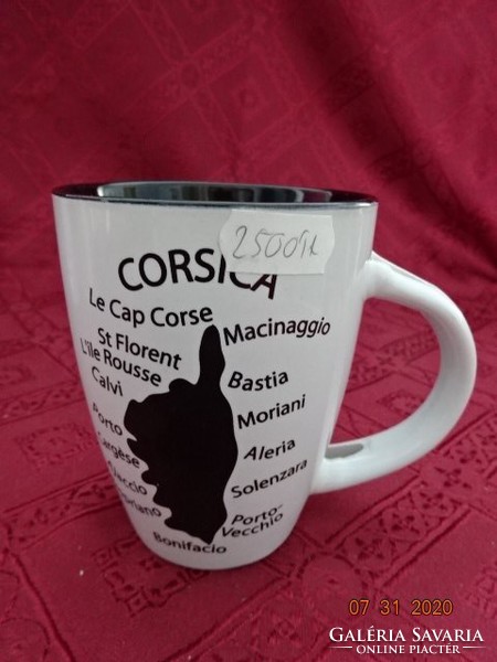 Italian porcelain mug with Corsica map and turtle. He has!