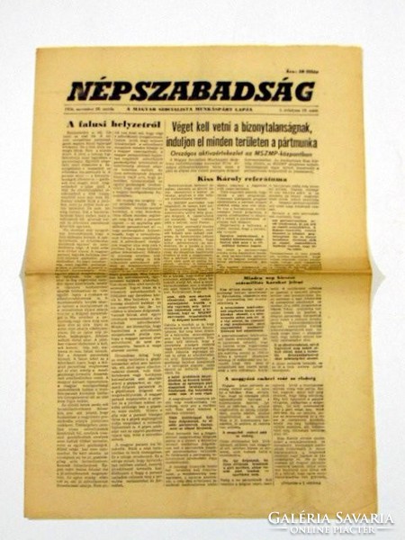 1956 november 19  /  NÉPSZABADSÁG  /  ÚJSÁG GYŰJTEMÉNY Ssz.: 1363