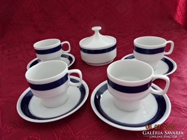 Ravenclaw porcelain coffee cup + coaster, cobalt blue stripe. He has!
