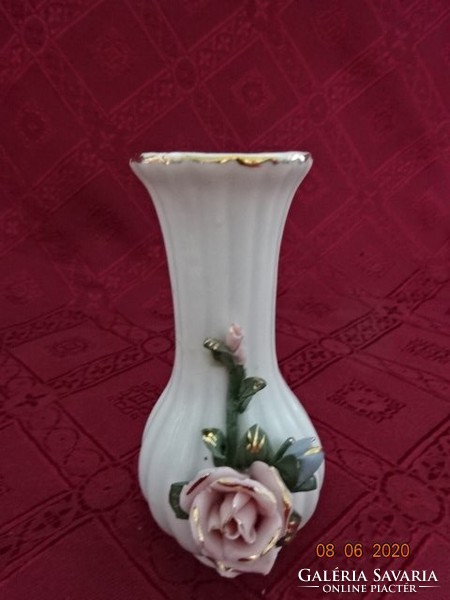 German porcelain vase, rose pattern, height 11 cm. He has!