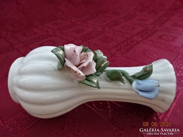 Német porcelán váza, rózsa mintás, magassága 11 cm. Vanneki!