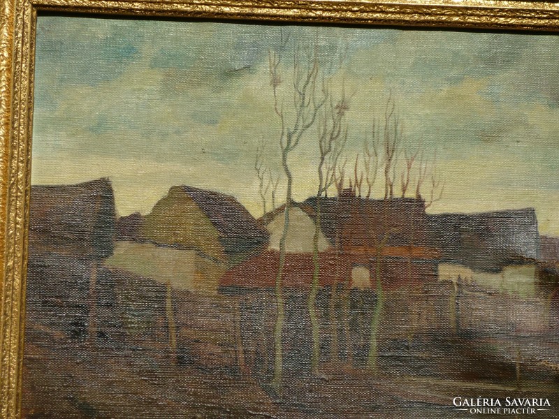 Eladó Várdeák Ferenc: Foyóparti házak című olajvászon festménye