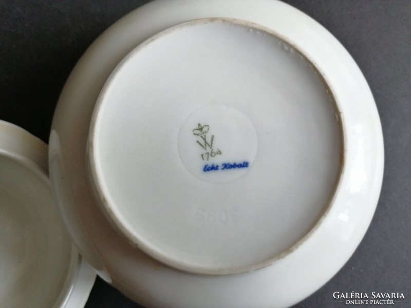 Wallendorf echt kobaltkék fedeles porcelán bonbonier - EP