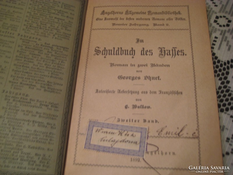 Régi német , gót betűs regény  1892    I- II.