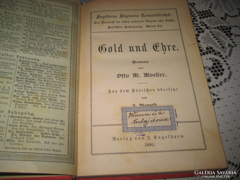 Gold und ehre : old Gothic novel 1892 12 x 18 cm