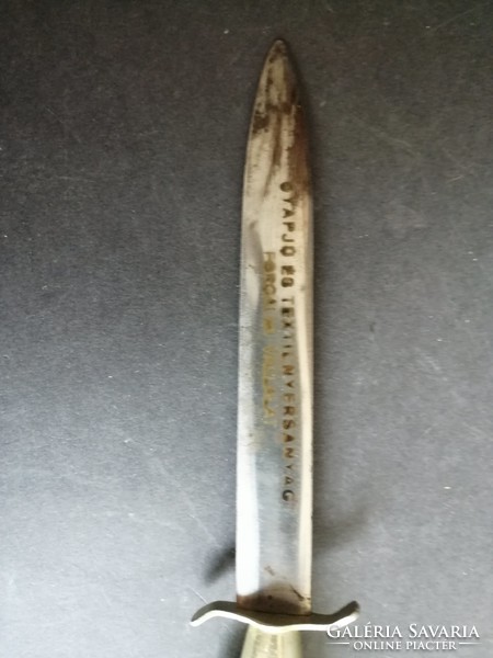 Wool and textile raw material company advertising leaf-cutting knife dagger with doe-foot handle - ep