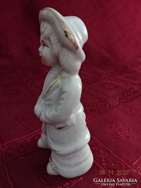 Porcelán figurális szobor, kislány kalapban, magassága 10 cm. Vanneki!