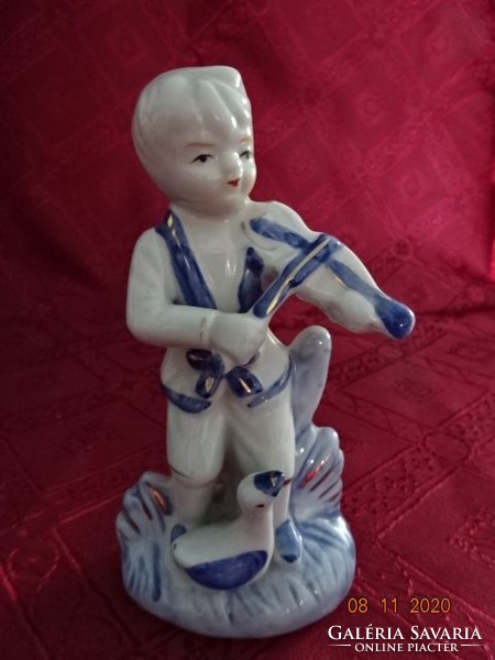 Porcelain figure, boy with the goose, height 13 cm. He has!