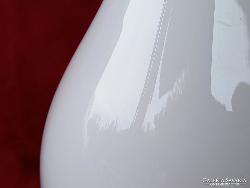 190 2 Blown broken milk glass bottle vases 31x11 and 20x12 cm