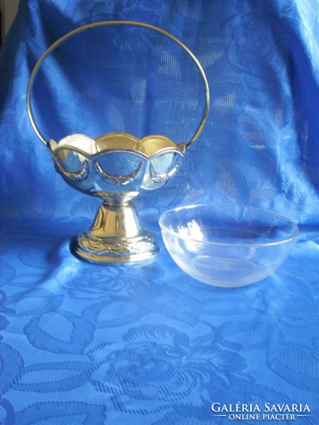 Old Art Nouveau copper centerpiece / serving glass with insert