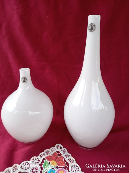 190 2 db fújt szakított tejüveg palack váza 31x11 és 20x12 cm