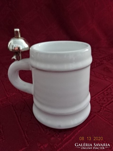 Glazed ceramic mini beer mug, height 8.5 cm. He has!