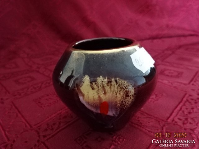Minőségi német porcelán váza, barna mintás, magassága 6,5 cm. 10710 jelzéssel. Vanneki!