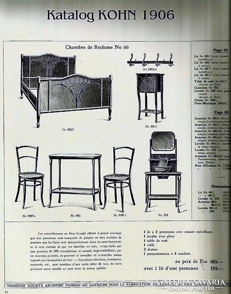 3 részes szecessziós J&J Kohn Nr. 6 / Thonet  kis hálószoba 1 főnek / 1906-ból