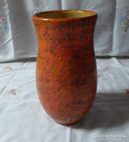Tófej kerámia váza 2. (nagy, narancssárga, retro)