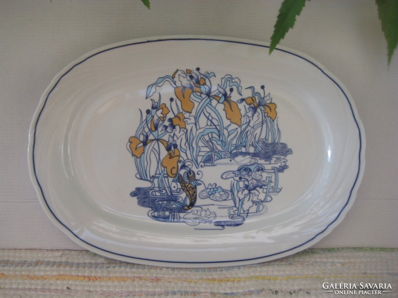 Oval porcelain bowl from Cluj-Napoca with beautiful aqua underwater decor