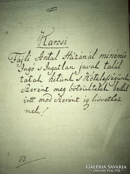 Zalakaros /1819 szeptember 26. Karosi Fájli Antal házánál ,Ingó és ingatlan becslése!