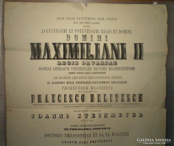 Bajor Egyetemi filozófiai diploma 1860 / 2 db.