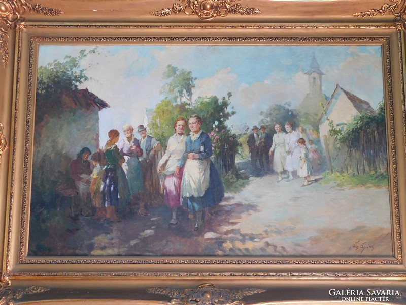 Ács Augustine on his way home from the church 80 x 130 cm