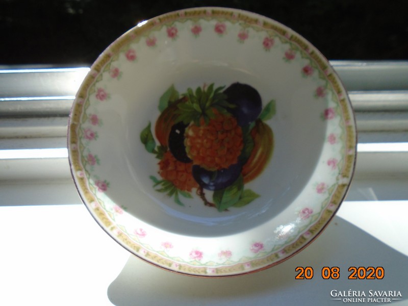 Birodalmi Royal OEPIAG kompótos tálka gyümölcs mintával,bécsi rózsás perem mintával
