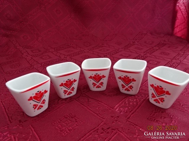 Hollóháza porcelain brandy cup, heart pattern, height 4 cm. He has!