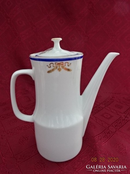 Bohemia Czechoslovak porcelain coffee pourer with blue stripes and gold decoration. He has!