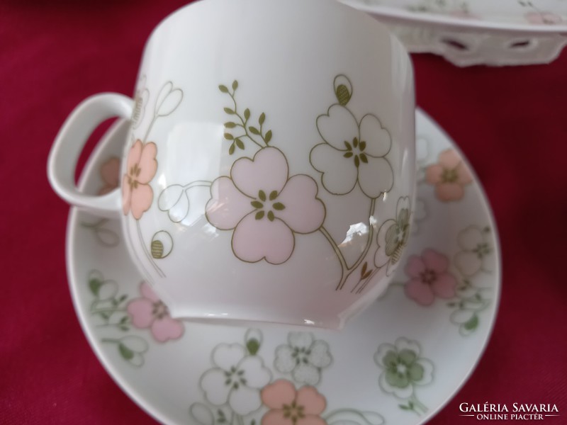 197 6 személyes csodás virág mintás Azrberg kávés készlet tálakkal és + tányérokkal
