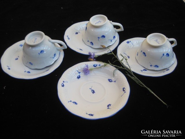 Herend blue floral, mocha for three people, + a spare plate