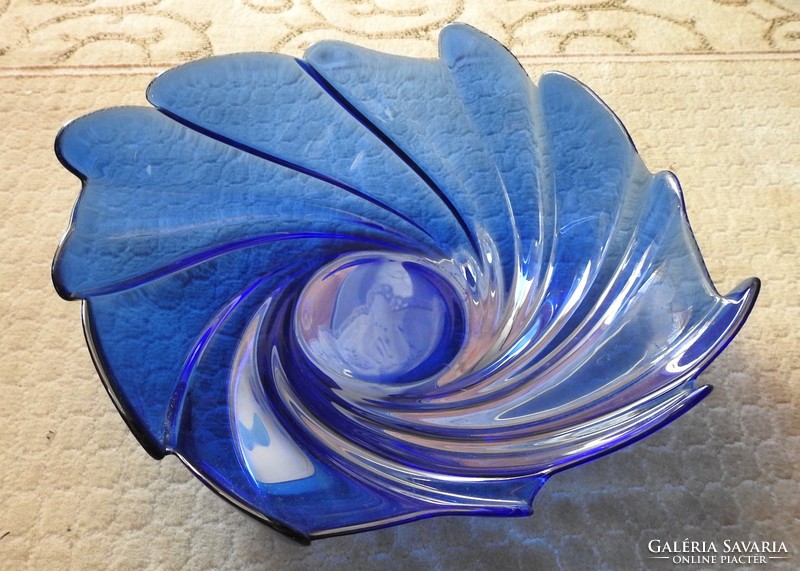 Deep blue large serving glass bowl - center of the table