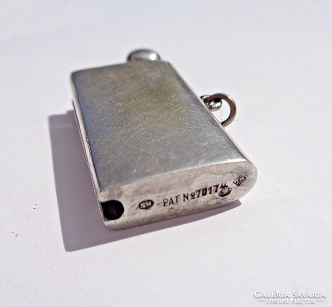 Antique silver fire enamel match holder pendant