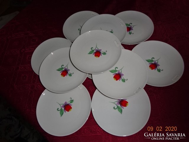 Winterling Bavaria német porcelán 11 személyes süteményes készlet, piros virágmintával. Vanneki!