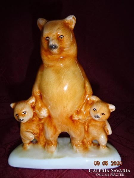 Bodrogkeresztúr figural sculpture, bear family, height 16 cm. He has! Jokai